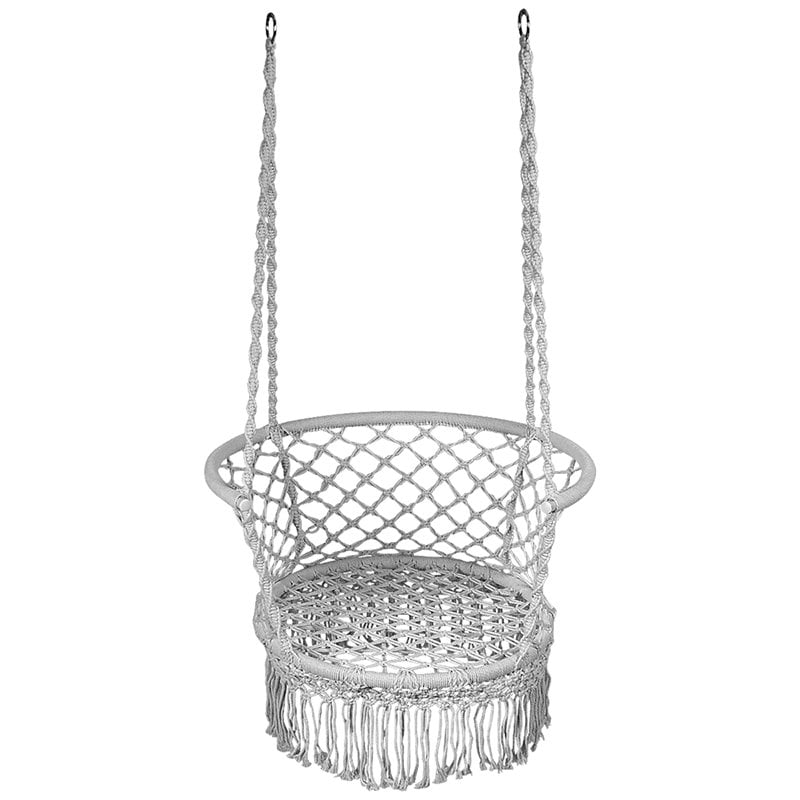 Costway Iron Polyester Hammock Swing Chair with Cotton Rope in Gray