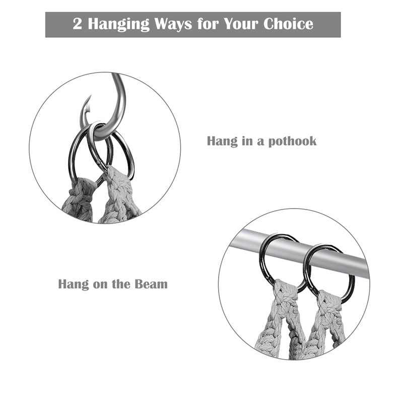 Costway Iron Polyester Hammock Swing Chair with Cotton Rope in Gray