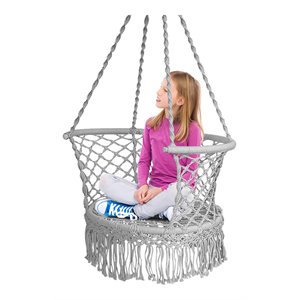 costway iron polyester hammock swing chair with cotton rope in gray