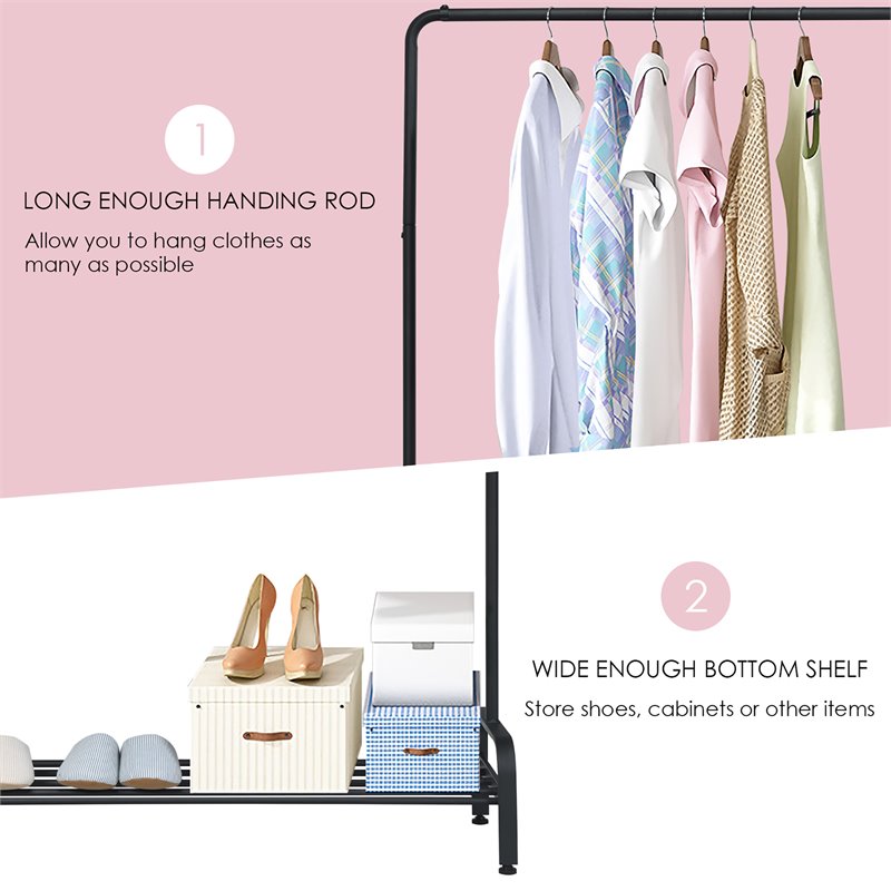 Costway Industrial Metal Garment Rack/Heavy Duty Floor Cloth Rack in Black