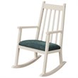 Costway Wooden Rocking Chair with Cushion in White-Peacock Blue