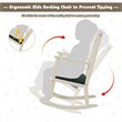 Costway Wooden Rocking Chair with Cushion in White-Peacock Blue
