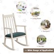 Costway Wooden Rocking Chair with Cushion in White-Peacock Blue