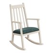 Costway Wooden Rocking Chair with Cushion in White-Peacock Blue