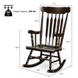 Costway Solid Wood Indoor/Outdoor Porch Rocking Chair in Glossy Coffee