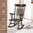 Costway Solid Wood Indoor/Outdoor Porch Rocking Chair in Glossy Coffee