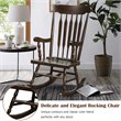 Costway Solid Wood Indoor/Outdoor Porch Rocking Chair in Glossy Coffee