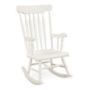 Costway Solid Wood Indoor/Outdoor Porch Rocking Chair in Glossy White