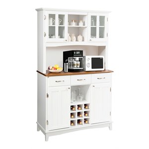 Costway Buffet & Hutch Kitchen Storage Cabinet Cupboard with Wine Rack in White