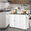 Costway 2-Door Stainless Steel Top Kitchen Island Storage Cabinet in White