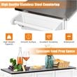 Costway 2-Door Stainless Steel Top Kitchen Island Storage Cabinet in White