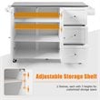 Costway 2-Door Stainless Steel Top Kitchen Island Storage Cabinet in White