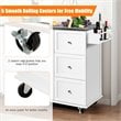 Costway 2-Door Stainless Steel Top Kitchen Island Storage Cabinet in White