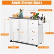 Costway 2-Door Stainless Steel Top Kitchen Island Storage Cabinet in White