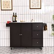 Costway 2-Door Stainless Steel Top Kitchen Island Storage Cabinet in Brown