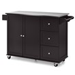 Costway 2-Door Stainless Steel Top Kitchen Island Storage Cabinet in Brown