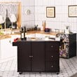 Costway 2-Door Stainless Steel Top Kitchen Island Storage Cabinet in Brown