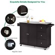 Costway 2-Door Stainless Steel Top Kitchen Island Storage Cabinet in Brown