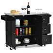 Costway 2-Door Stainless Steel Top Kitchen Island Storage Cabinet in Brown