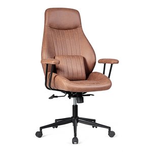 Costway Adjustable High Back Suede Office Task Chair with Lumbar in Brown