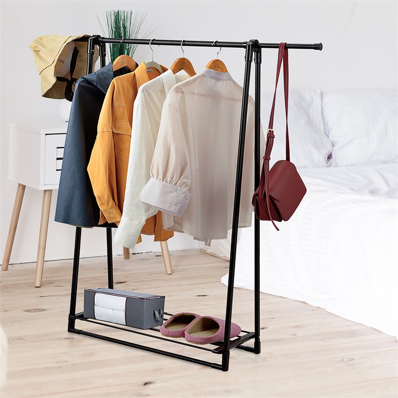 Costway A-Frame Steel Garment Rack Folding Clothes Hanger in Black