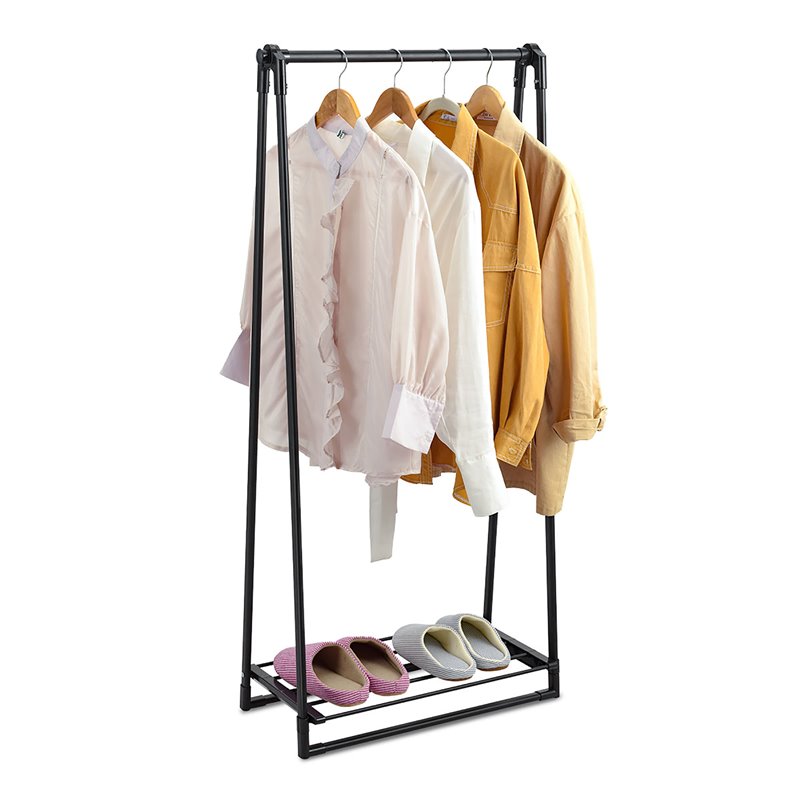 Costway A-Frame Steel Garment Rack Folding Clothes Hanger in Black