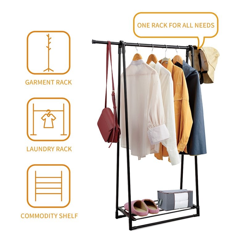 Costway A-Frame Steel Garment Rack Folding Clothes Hanger in Black
