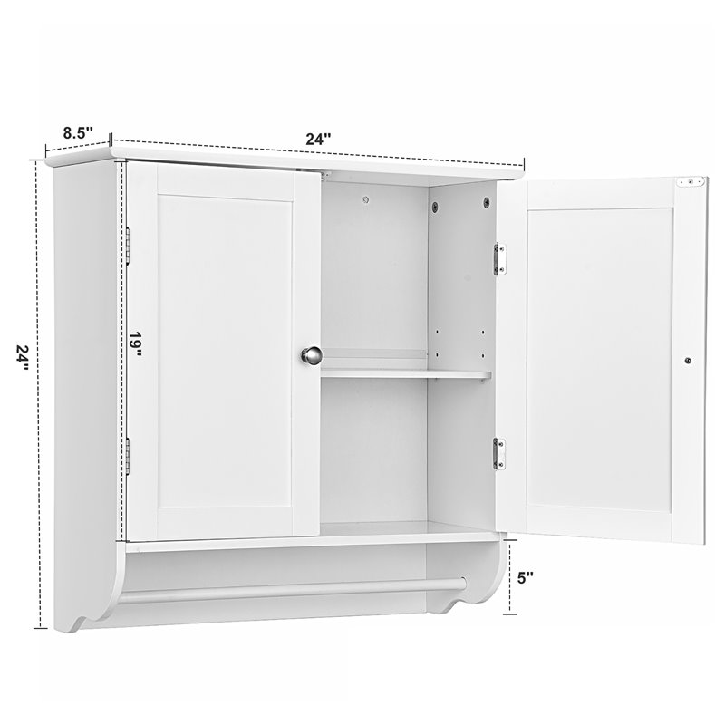 Costway Wall Mounted Bathroom Medicine Cabinet/Storage Cupboard in White