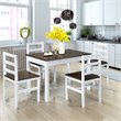 Costway 5-piece Compact Solid Wood Dining Set with Table & 4 Chairs in Walnut