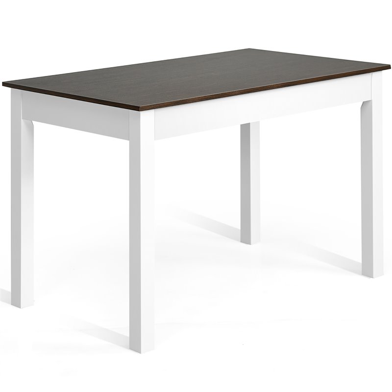 Costway 5-piece Compact Solid Wood Dining Set with Table & 4 Chairs in Walnut