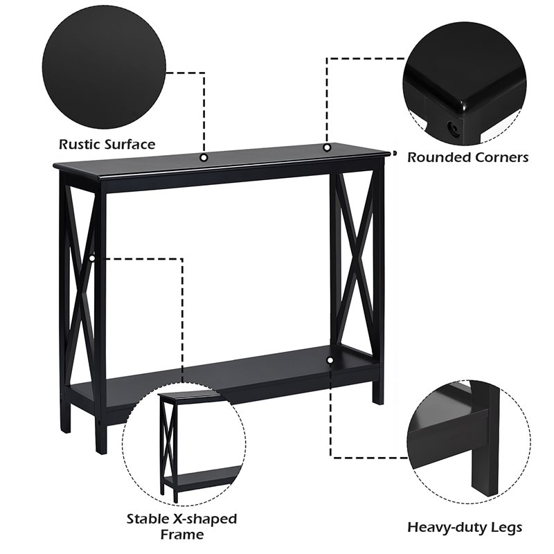 costway black accent console table