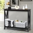 Costway 2-Tier X-Design Bookshelf Sofa Side Accent Console Table in Natural
