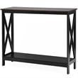 Costway 2-Tier X-Design Bookshelf Sofa Side Accent Console Table in Natural