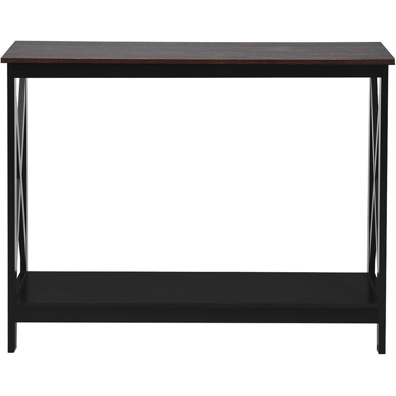 Costway 2-Tier X-Design Bookshelf Sofa Side Accent Console Table in Natural