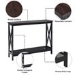 Costway 2-Tier X-Design Bookshelf Sofa Side Accent Console Table in Natural