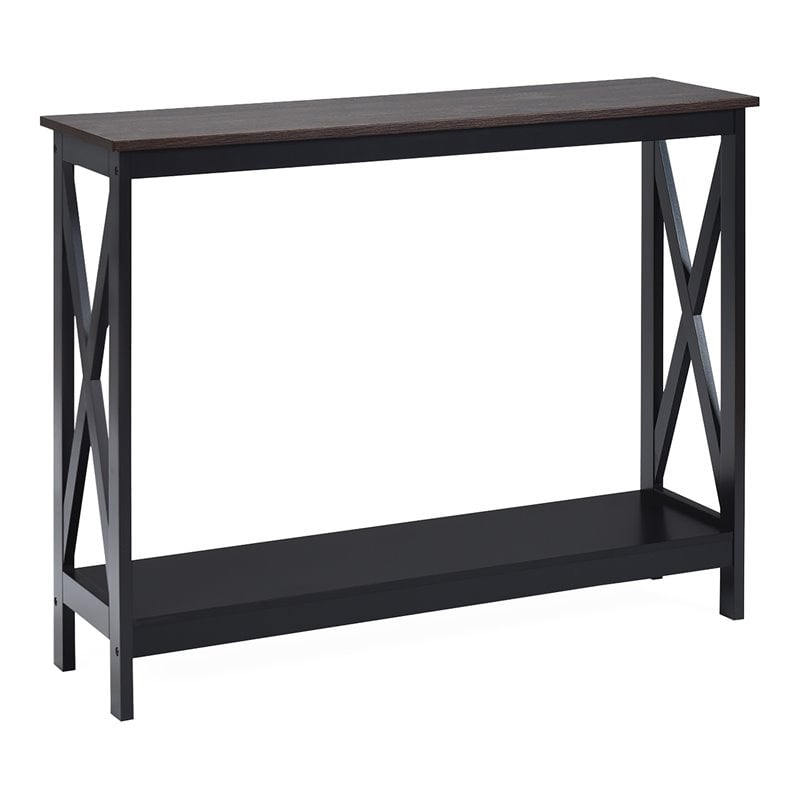 Costway 2-Tier X-Design Bookshelf Sofa Side Accent Console Table in Natural
