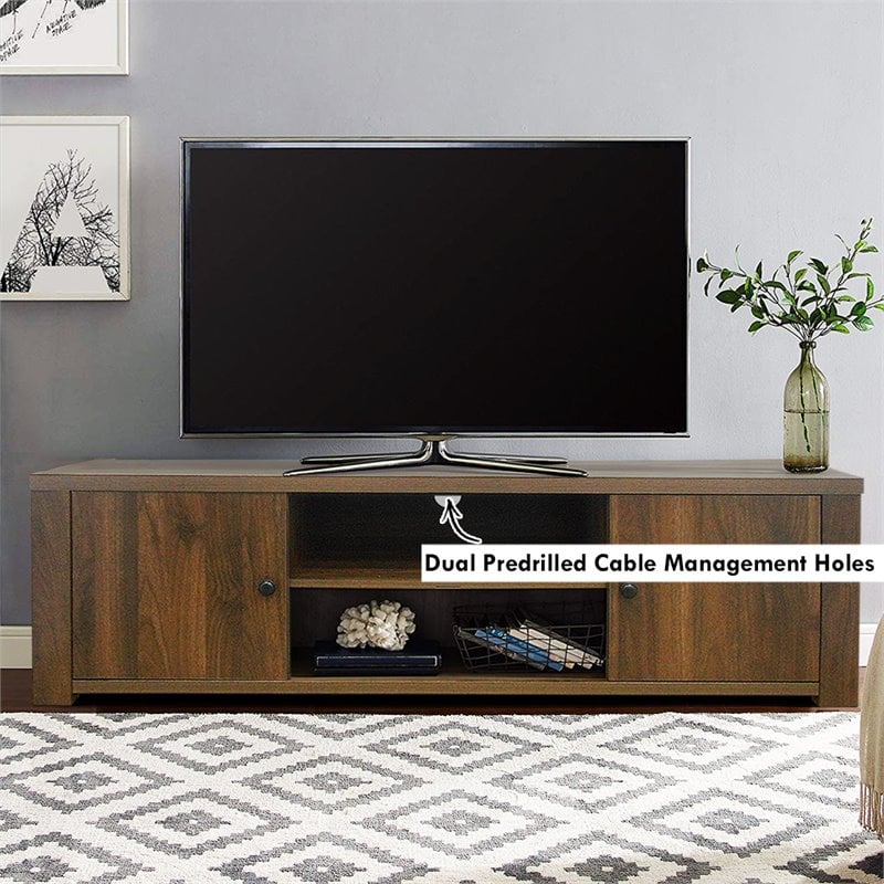 Costway Wood TV Stand for TV's up to 65'' with Storage Cabinets in Brown
