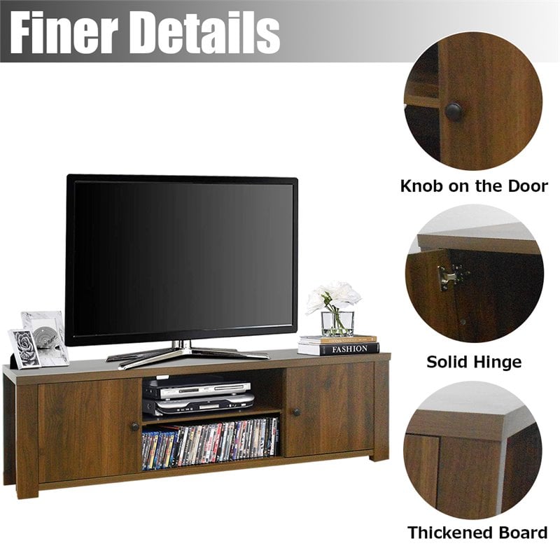 Costway Wood TV Stand for TV's up to 65'' with Storage Cabinets in Brown