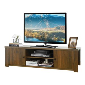Costway Wood TV Stand for TV's up to 65'' with Storage Cabinets in Brown