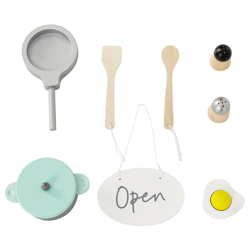 Costway 2-in-1 Kid Kitchen/Diner Restaurant Pretend Cooking Playset Toy in White