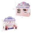 Costway 2-in-1 Kid Kitchen/Cafe Restaurant Pretend Cooking Playset Toy in Pink