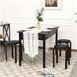 Costway Round Bentwood and PU Leather Stool with Padded Seat in Black (Set of 4)