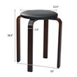 Costway Round Bentwood and PU Leather Stool with Padded Seat in Black (Set of 4)