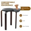 Costway Round Bentwood and PU Leather Stool with Padded Seat in Black (Set of 4)
