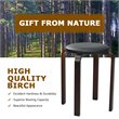 Costway Round Bentwood and PU Leather Stool with Padded Seat in Black (Set of 4)
