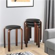 Costway Round Bentwood and PU Leather Stool with Padded Seat in Black (Set of 4)