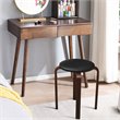 Costway Round Bentwood and PU Leather Stool with Padded Seat in Black (Set of 4)