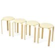 Costway Round Bentwood and PU Leather Stool with Padded Seat in Beige (Set of 4)
