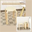 Costway Round Bentwood and PU Leather Stool with Padded Seat in Beige (Set of 4)