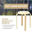 Costway Round Bentwood and PU Leather Stool with Padded Seat in Beige (Set of 4)